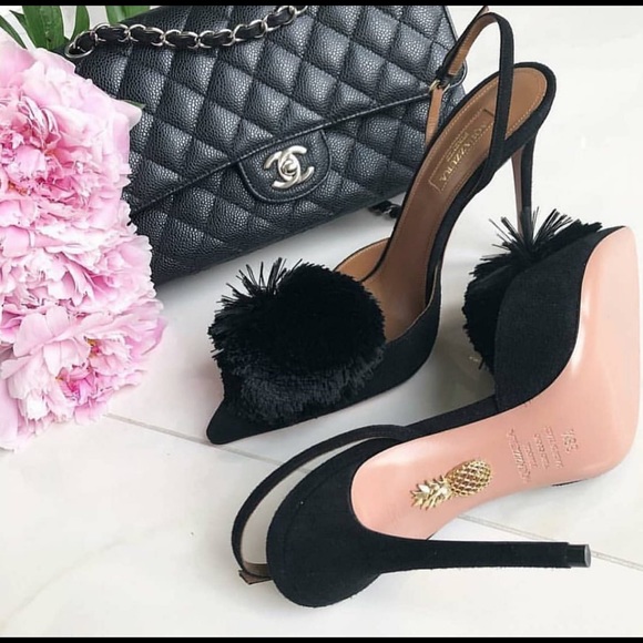 Worn once aquazzura powder puff black suede $895 - Picture 2 of 8